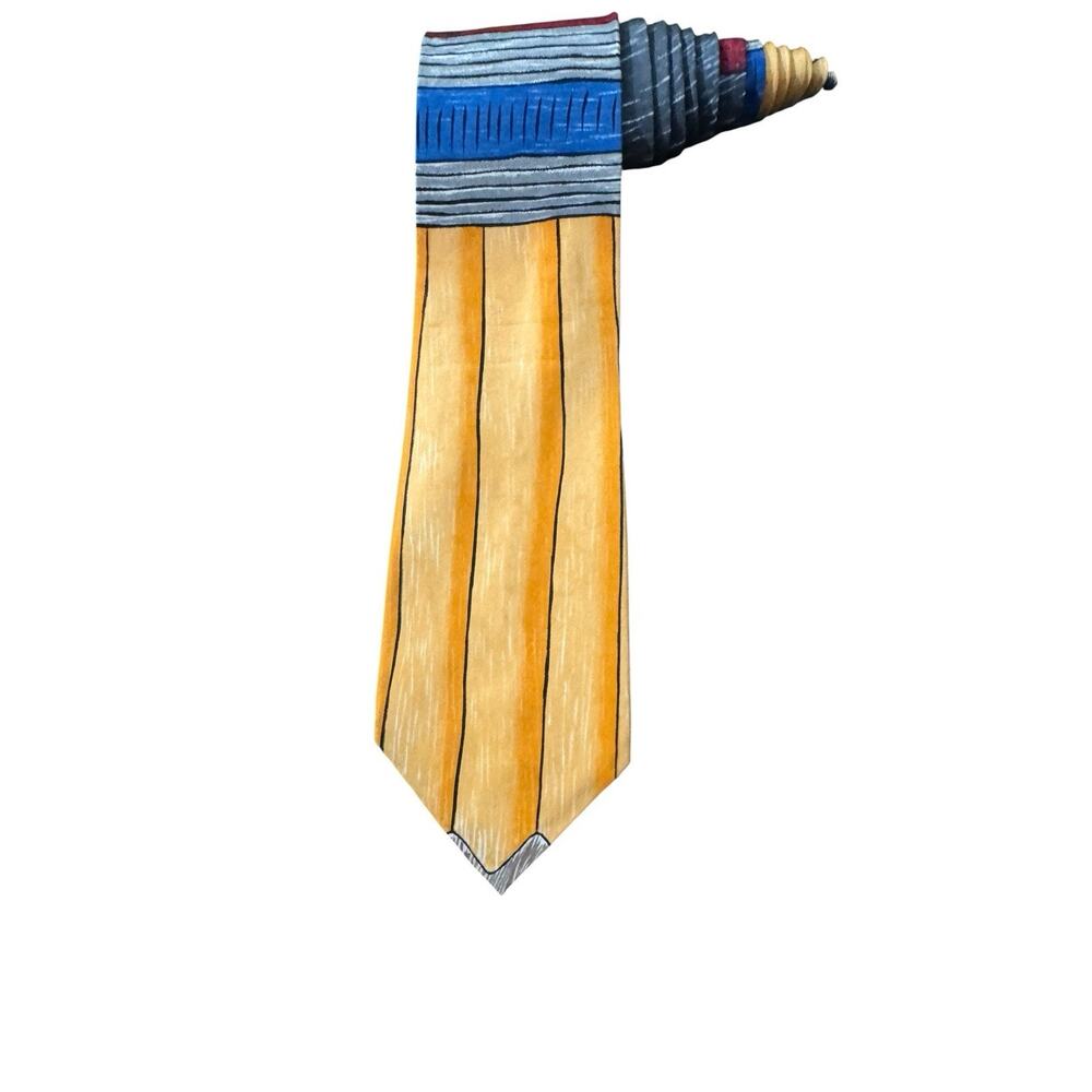 Save The Children Jyll The Pencil Tie Vintage Novelty Necktie 100% Silk